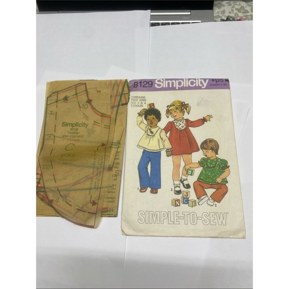 Simplicity toddlers dress top pants 1977 Sewing Patterns vintage